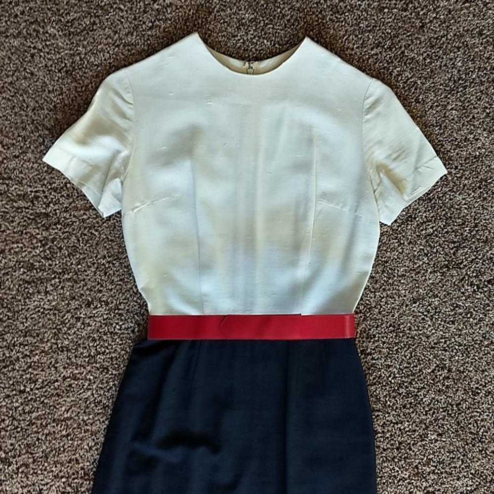 Vintage Navy Blue and White Suit - Picture 2 of 9